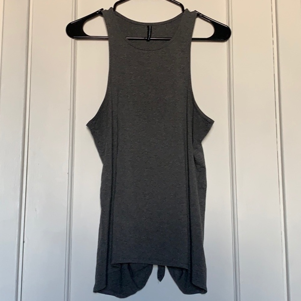 High neck tie back athletic tank